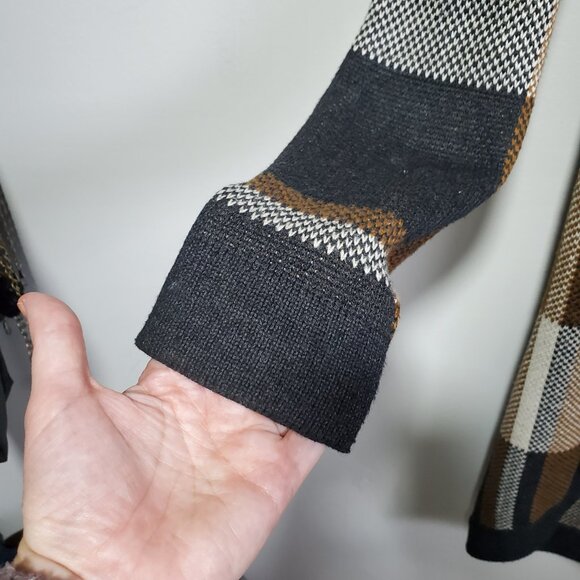 LEFT ON HOUSTON Plaid Wool Blend Long Cardigan Open Front Academia Womens Medium - Picture 4 of 12